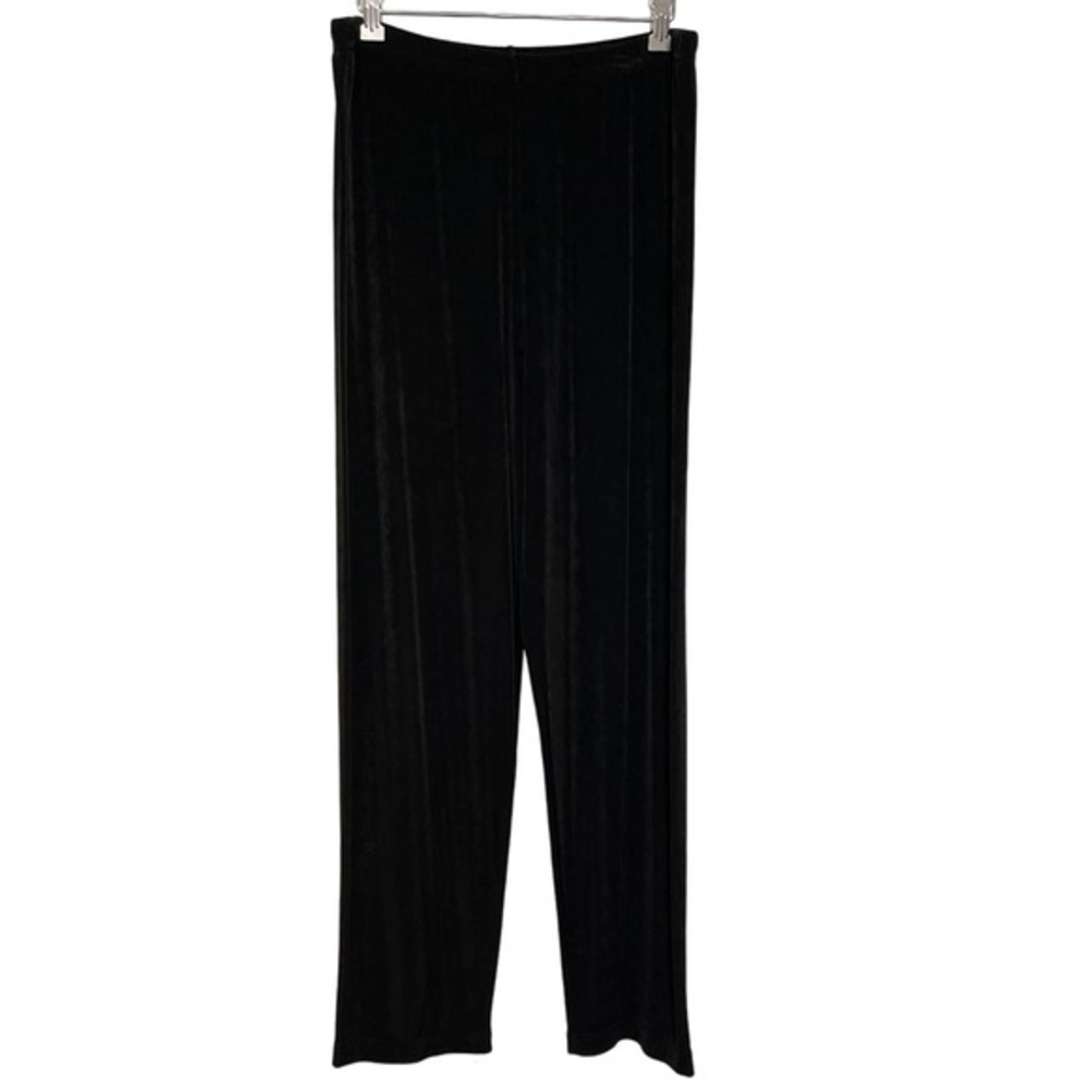 Unbranded Black Velvet Straight Leg Pants Elastic Waist Made in Canada Large